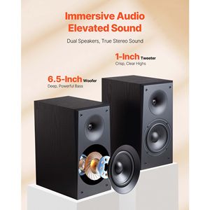 Altoparlanti Stereo Passivi da Scaffale 300W con Woofer da 6,5 Pollici e Tweeter da 1 Pollice, Griglia Rimovibile, 55Hz, Altoparlante da Scaffale 20 Pollici - Product Image 2
