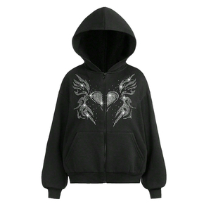 Custom Bling Sparkle Crystal Rhine Stone Men's Skull Full-Zip Rhinestone <b>Skeleton</b> <b>Hoodie</b> Custom Logo 100% Polyester Winter - Product Image 3