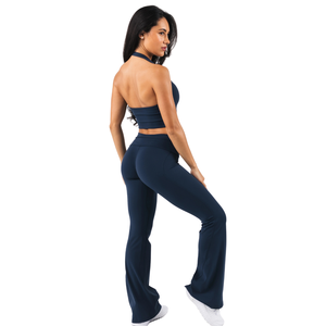 กางเกงเลกกิ้งเอวสูงทรงขาบานสำหรับผู้หญิง ผ้าเนื้อยืด กระชับสัดส่วน เหมาะสำหรับโยคะ ออกกำลังกาย ฟิตเนส ควบคุมหน้าท้อง ใส่สบาย กระชับรูปร่าง - Product Image 4