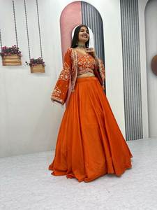 Lehenga Choli Tradicional de Seda Chinon Pura, Suave y Elegante, Diseño Exclusivo para Eid y Ramadán, Disponible en Varios Colores - Product Image 2
