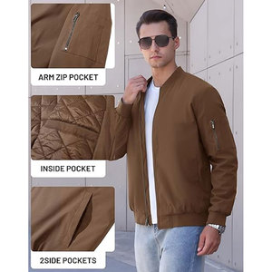 Veste bomber d'hiver en toile patchwork avec logo personnalisé, coupe-vent, imperméable, manches longues, décontractée, unisexe - Product Image 5