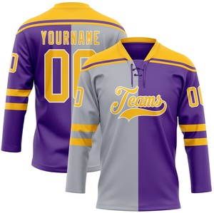 Uniformes Deportivos Sublimados Personalizados para Equipos de Hockey sobre Hielo, Camisetas con Cordones, 100% Poliéster, Secado Rápido y Antibacterianas - Product Image 3