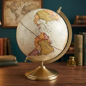 Globe terrestre vintage décoratif pour table, avec carte antique, base en bois, décoration pour bureau, salle d'étude, maison, cadeau - Product Image 4