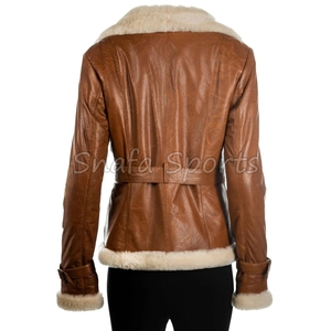 Abrigo de Piel de Oveja Auténtica, Suave y Esponjoso, con Cuello y Puños de Piel de Cordero de Lujo Personalizados, Chaqueta de Cuero Genuino para Mujer, Primavera-Otoño - Product Image 4