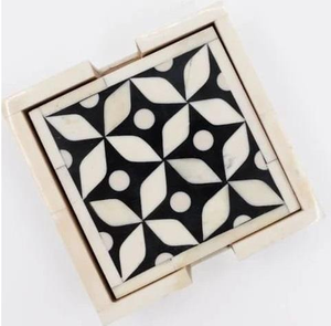 Juego de Posavasos con Incrustaciones de Hueso para Encimeras de Cocina, Diseño Cuadrado, Accesorios Elegantes para Mesa, para una Vida Moderna, Nogal - Product Image 3