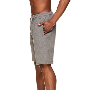 Shorts Bermuda en Coton Gris Uni pour Homme, Taille Mi-Haute avec Cordon de Serrage, Élastique à la Taille, Décontracté, Respirant, Poches Tricotées - Product Image 5