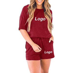 <b>Women</b> 2 Piece Knitted Lounge Set Solid Color Jersey <b>Shorts</b> Outfit Neck <b>Short</b> Sleeve Casual Summer Wear Regular <b>Elastic</b> <b>Waist</b> - Product Image 4