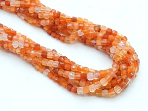 Perles en cornaline facettées en forme de cube - 15 pouces, 4 mm environ, orange multi-tons, pierre naturelle, fournitures pour la fabrication de bijoux, vente en gros, nouveauté - Product Image 5