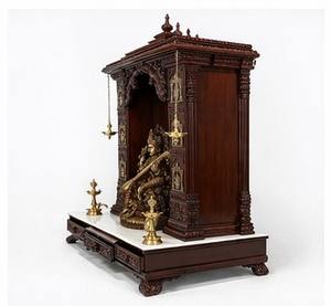 Ashta Lakshmi Design Wooden <b>Mandir</b> for Home Handmade Saraswati Wooden <b>Mandir</b> for Pooja Room Brown Polished Sagwan Wood <b>Mandir</b> - Product Image 3