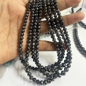 Cuentas de Diamante Natural Negro Facetadas en Forma de Bola de 4-6 mm, Hilo de 16 Pulgadas, Certificado CMA, Marca Jaipurgemshouse, Rajasthan, para la Fabricación de Joyas - Product Image 3