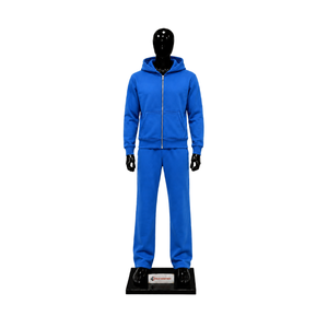 Blue Mens Tracksuit Set <b>Full</b> <b>Zip</b> <b>Hoodie</b> Straight Leg Sweatpants Casual Sportswear Plain Jogging Suit Wholesale Custom Casual Out - Product Image 1