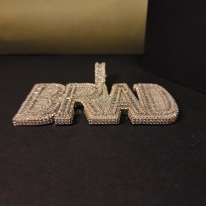 Hot Sale Personalized <b>Brad</b> Letter Pendant Necklace Cubic Zirconia Emerald Cut Pave Setting Gold Plated Unisex Hiphop Style - Product Image 3