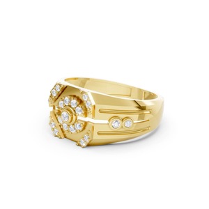 Anillo de Vestir de Oro Amarillo de 9K con Diamantes para Hombre, Joyería con Elegantes Detalles de Diamantes para Bodas y Eventos Especiales - Product Image 6