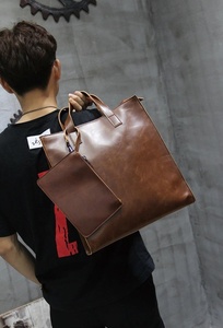 Bolso Mensajero de Cuero para Hombre, Maletín Impermeable para Portátil, Bolso Grande de Hombro para Oficina, Viajes, Universidad - Product Image 4