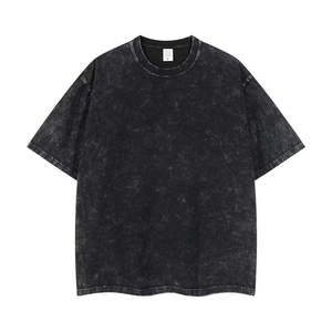Camiseta de algodón pesado para hombre, lavado ácido, estilo vintage, oversize, cuello redondo, manga corta, venta al por mayor, logotipo personalizado, ropa urbana - Product Image 5