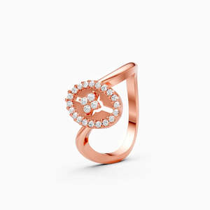 Bague éco-responsable en diamant de laboratoire, sertie d'un diamant rond de 0,17 ct, éclatante et durable |   En or jaune, blanc et rose 9 carats - Product Image 1