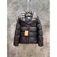 Veste d'hiver rembourrée à capuche noire pour homme, manteau en duvet décontracté, parka épaisse et chaude avec doublure à carreaux, fermeture éclair, coupe classique