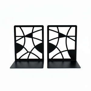 Par de Sujetalibros Metálicos de Diseño Circular Minimalista y Moderno, Disponible en Negro y Blanco, para Decoración de Estanterías y Escritorios de Oficina - Product Image 1