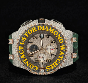 Reloj Moderno con Moissanita Semi-Engastada, Brillante y Duradero, para Fiestas, Bodas y Uso Diario, con Elegante Correa de Goma Verde - Product Image 1