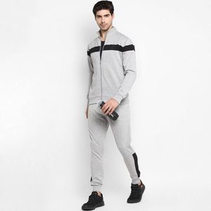 Survêtement personnalisé pour homme : veste zippée et pantalon de jogging contrastant – Tenue de sport en gros pour l'entraînement - Product Image 3