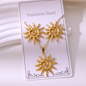 Ensemble de bijoux Ocean pour femmes, en acier inoxydable 304 résistant à l'eau et inaltérable, avec placage électrolytique en or véritable 18 carats - Product Image 2