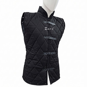 Gambeson médiéval rembourré en coton fait main, veste sans manches noire matelassée, pour reconstitution historique, costume de foire de la Renaissance - Product Image 2