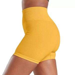 Bulk Professional Women’s Yoga Shorts Ribbed Seamless Fabric with <b>Tummy</b> <b>Control</b> Waistband Custom Branding - Product Image 3