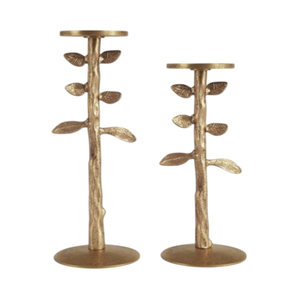 Juego de 2 Portavelas de Latón con Diseño de Rama de Árbol para Decoración del Hogar, Diseño Metálico Duradero - Product Image 1