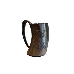 Jarra de Cerveza Reutilizable Hecha a Mano con Cuerno de Búfalo Natural Pulido, Estilo Vikingo, Diseño Vintage en Forma de Campana, Venta al por Mayor - Product Image 4