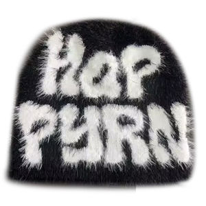 Bonnet en mohair personnalisé avec logo – Bonnet d'hiver de haute qualité, chaud, pour l'extérieur, style pêcheur, streetwear - Product Image 6