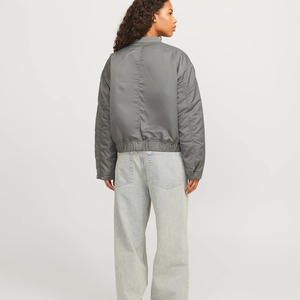 <b>Women</b> <b>Bomber</b> <b>Jacket</b> Fashion Zip Up Outerwear With Ribbed Cuffs Smooth Finish And Practical Pockets For Casual - Product Image 3