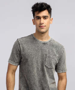 T-shirt Homme Vintage Gris Délavé Coupe Ample Coton Épais Style Décontracté Streetwear - Product Image 4