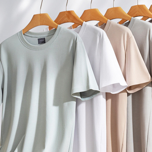 Camiseta de Algodón Lisa para Hombre, Manga Corta, Cuello Redondo, Corte Regular, Color Sólido Informal, Tejido de Punto Transpirable - Product Image 3