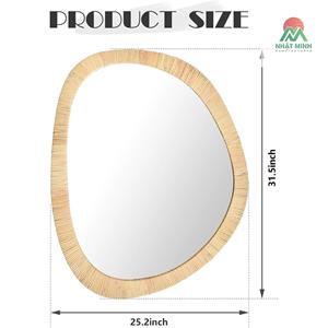 Espejo de Ratán, 31.5x25.2 Pulgadas, Espejo de Pared Asimétrico de Ratán Estilo Boho para Baño, Sala de Estar - Product Image 5