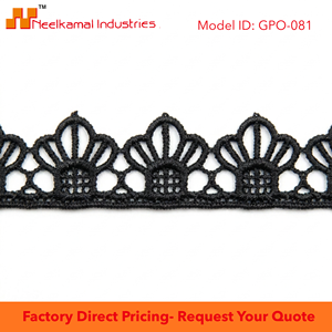 Dentelle Guipure GPO de Luxe Noire Géométrique Écologique 15mm, Personnalisable, OEM Disponible, Emballage de 20 Mètres, pour Encolures de Lingerie - Product Image 6