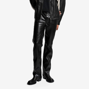 Casual Style with Professional Logo Printing <b>Men</b> <b>Leather</b> <b>Pant</b> Customized Top Design Outdoor Wear <b>Men's</b> <b>Leather</b> <b>Pants</b> - Product Image 4