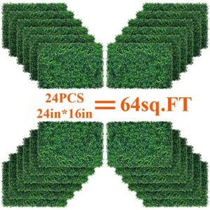 24 pezzi 24in * 16in legno di bosso artificiale Topiary Hedge Grass sfondo recinzione Privacy schermo per balcone giardino pianta artificiale - Product Image 1