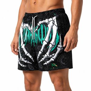 Pantalones Cortos Deportivos de Verano para Hombre con Estampado de Mano de Esqueleto, de Secado Rápido, Transpirables, de Poliéster, Estilo Urbano Gótico - Product Image 3