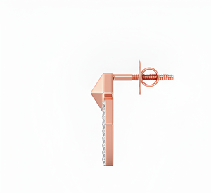 Boucles d'oreilles pendantes géométriques carrées ouvertes en or rose 18 carats avec diamants de laboratoire CVD pavés - Product Image 3