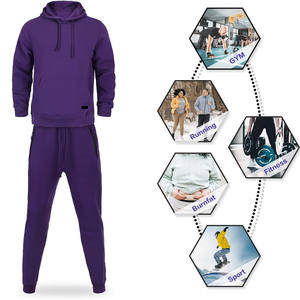 Conjunto deportivo para hombre, con capucha, ligero, de tela transpirable con mezcla de algodón, pantalones con cintura elástica, ropa informal para gimnasio, en oferta. - Product Image 5