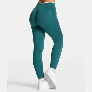 Leggings de Yoga Rojos de Cintura Alta, Diseño Sólido, Largo hasta el Tobillo, Sin Costuras, Elásticos en Cuatro Direcciones, Ecológicos, con Diseño Fruncido en los Glúteos, Pantalones Deportivos para Mujer - Product Image 6