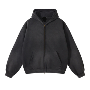Sudadera con Capucha Casual Personalizada, Lavado Ácido, Oversize, Felpa de Algodón Grueso, Estilo Vintage Desgastado, OEM, para Hombre y Mujer - Product Image 2