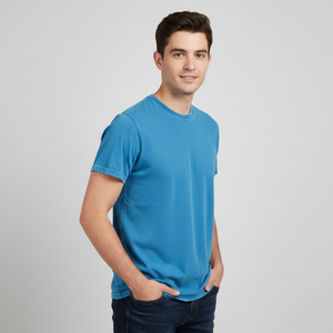 T-shirt épais et lourd en coton uni 300 GSM à manches courtes pour hommes, coupe oversize, personnalisable avec logo, vente en gros - Product Image 4