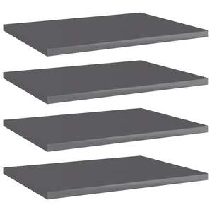 Juego de 4 piezas de tableros de estantería de madera de ingeniería gris de alto brillo Tamaño de 15,7 "x 11,8" x 0,6 "para estanterías - Product Image 1