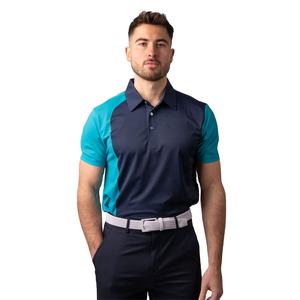 Polo à deux tons sur mesure, bleu marine et bleu, manches courtes, polo à blocs de couleur pour homme, parfait pour les vêtements de sport et le quotidien - Product Image 2
