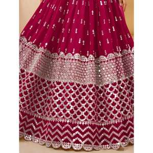 Fantastique Rose Chaud Paillettes Georgette Wedding Wear Lehenga Choli Robes De Soirée Élégantes - Product Image 1