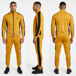 Men's Green White Color Block Hooded Tracksuit Set Full Sleeve Zipper Casual Autumn Wear <b>Polyester</b> Regular Fit <b>Joggers</b> - Product Image 4