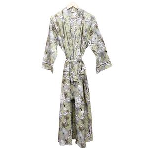 Bata Larga con Estampado Floral para Mujer, 100% Algodón, Cuello en V, Manga Larga, Suave, Informal, Transpirable, de Secado Rápido, Kimono de Verano con Cinturón - Product Image 5