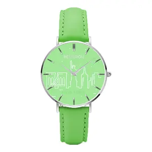 COEM Private Label Três-Mão Relógio De Aço Inoxidável Fácil Leitor Fluorescente Verde Quartz Watch Logotipo Personalizado EUA People Watch