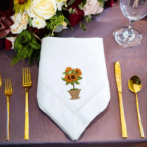 Servilleta de tela de algodón personalizada servilleta de cena de girasol bordada servilleta de mesa Hemstitch hogar Hotel boda vacaciones - Product Image 5